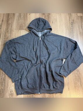 Athletic Works Dark Gray Full-Zip Hooded Sweater